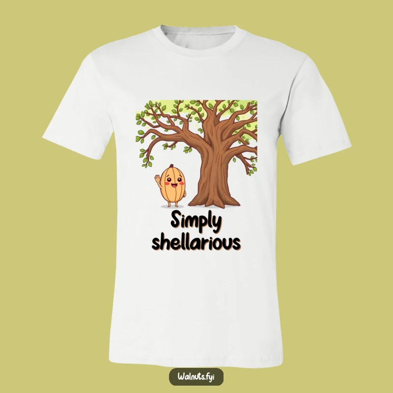 Funny Walnut Salutes Oak Tree T-Shirt: Cheerful Character Apparel