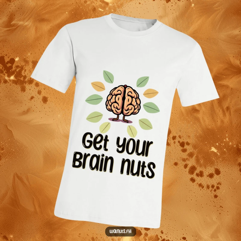 Funny brain and walnut silhouette t-shirt, showcasing intelligence and a quirky sense of humor.
