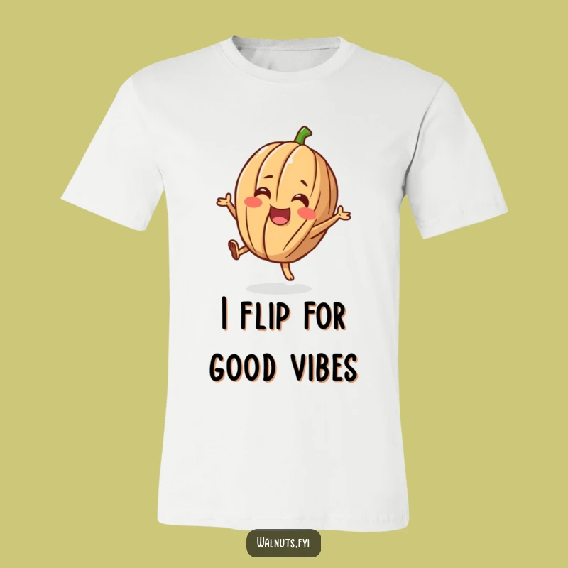 Funny Happy Flip Walnut T-Shirt - Cheerful Character Tee