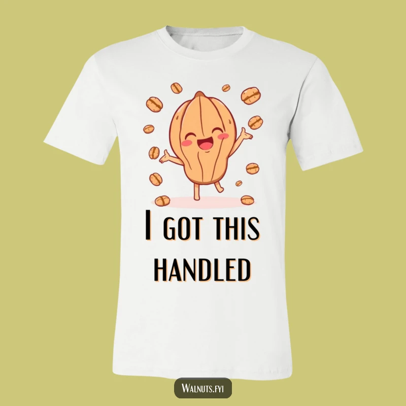 Funny Juggling Walnut T-Shirt: Joyful Character Mid-Act, Playful Funny Gift Tee