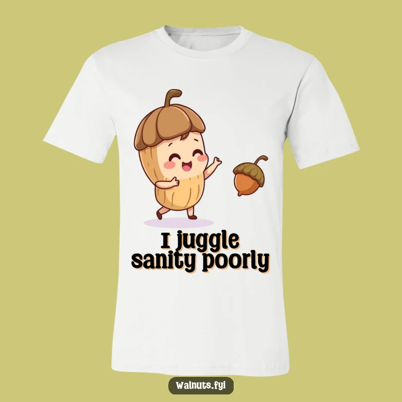 Funny Juggling Acorn Walnut T-Shirt - Playful Character Tee