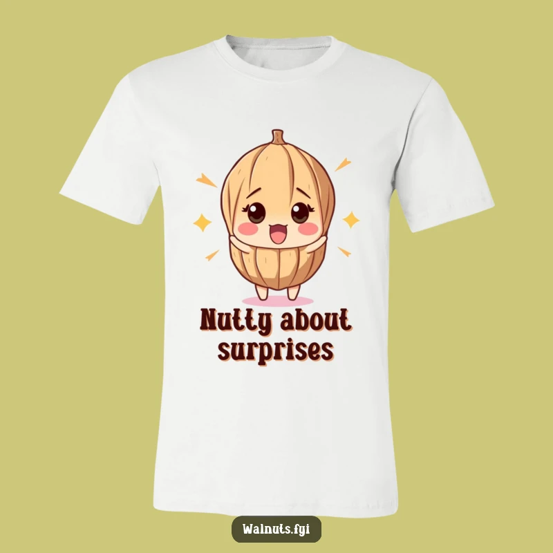 Funny Surprised Walnut T-Shirt - Shocked Nutty Graphic Tee Gift