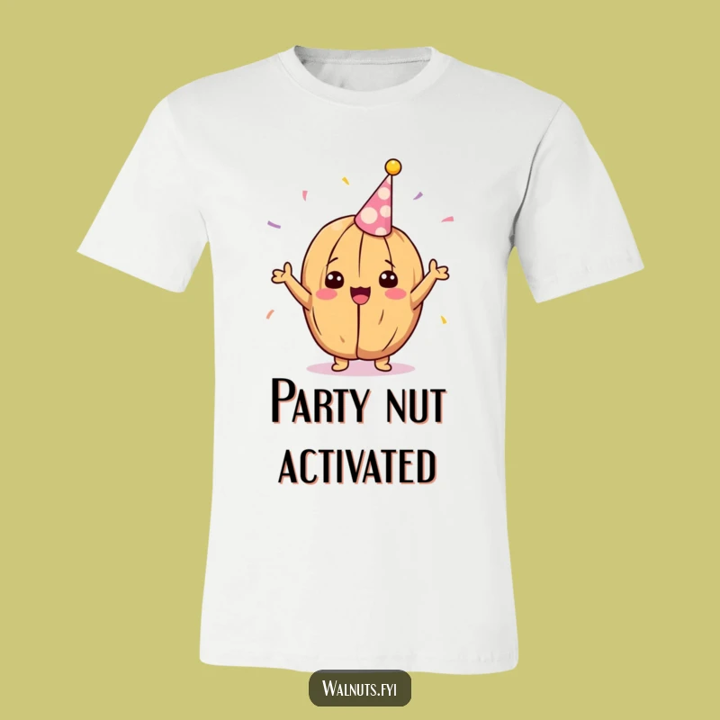 Funny Kawaii Party Walnut T-Shirt - Delighted Cheering Tee