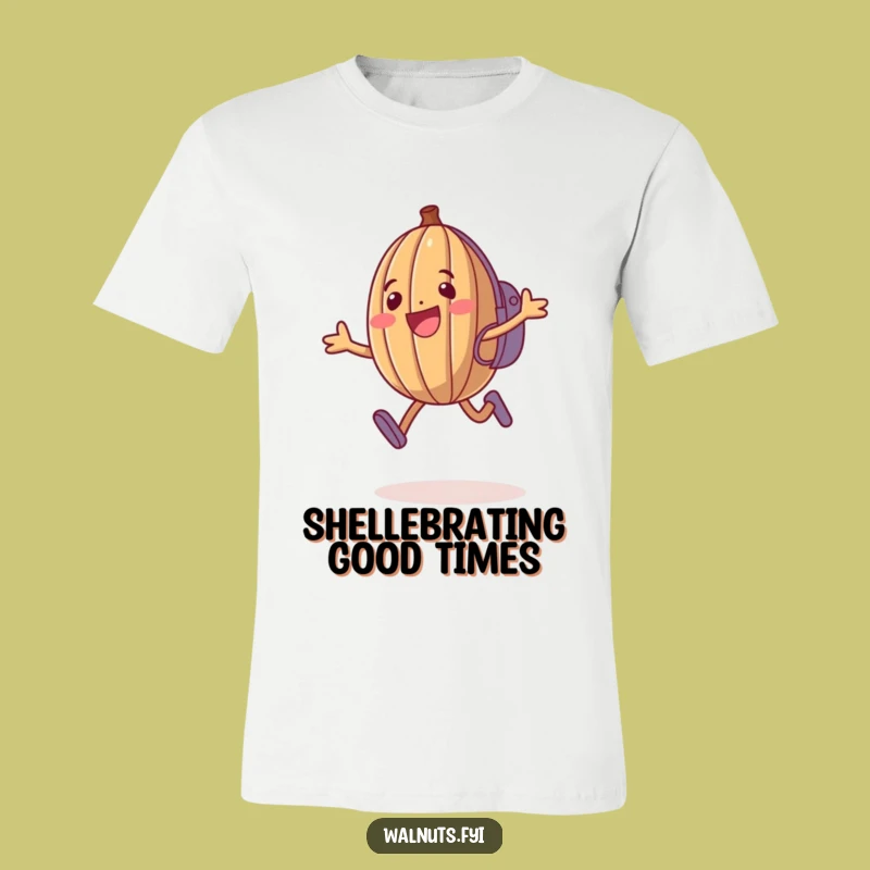 Funny Walnut T-Shirt: Jumping Nut with Backpack, Ideal Humorous Gift for Go-Getters