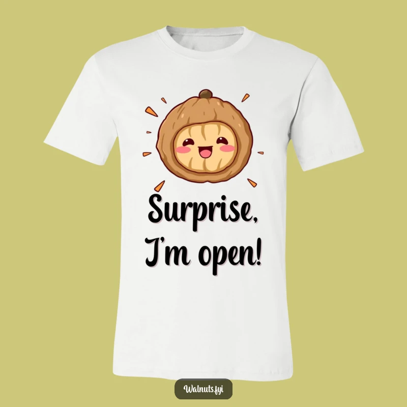 Funny Kawaii Walnut Surprise T-Shirt - Comical Nutty Apparel for a Laugh