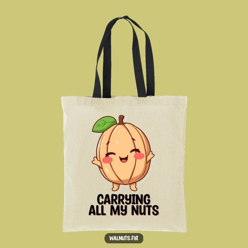 Funny Eco-Friendly Walnut Tote Bag: Carry Your Goods with a Wink!