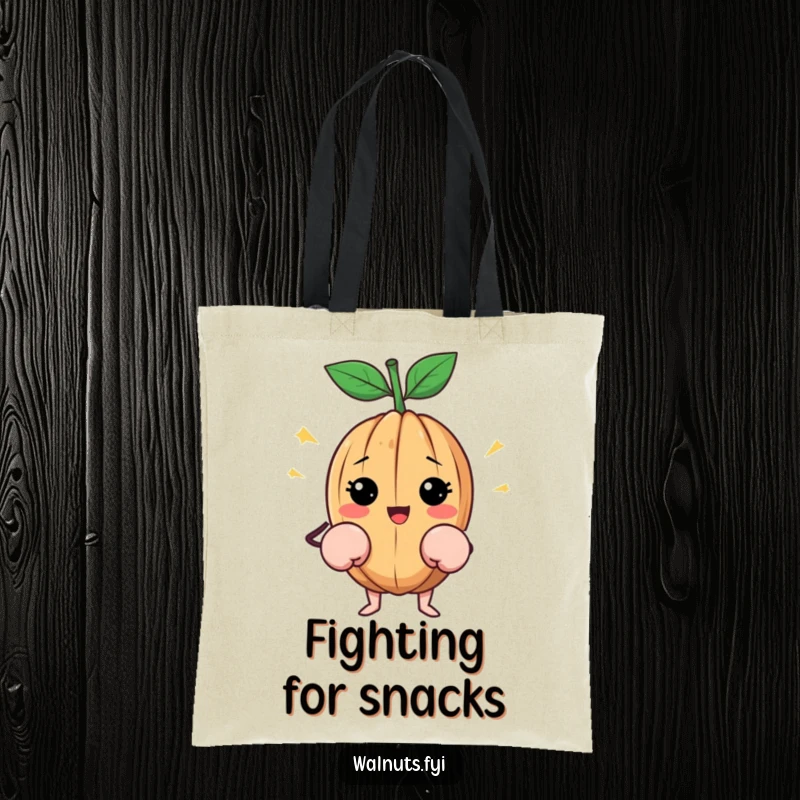 Funny Walnut Tote Bag: Happy walnut wearing tiny boxing gloves, practical and punchy, perfect funny gift.