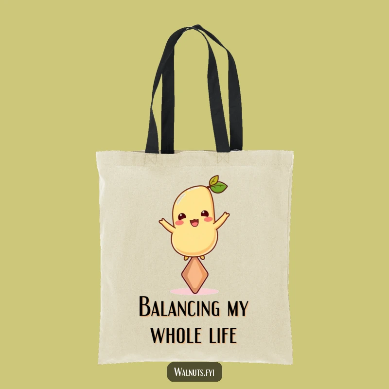 Funny Cheerful Cashew Balancer Tote Bag - Carry Your Balance with Style