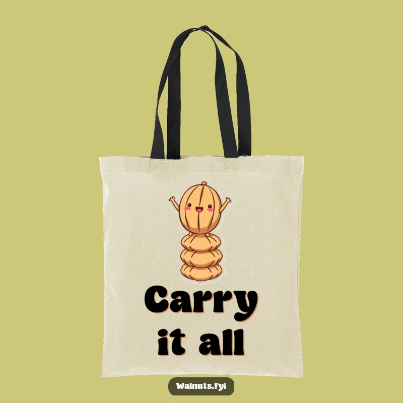 Funny Kawaii Walnut Balance Tote Bag - Carry Your Wobbly Goods with Style