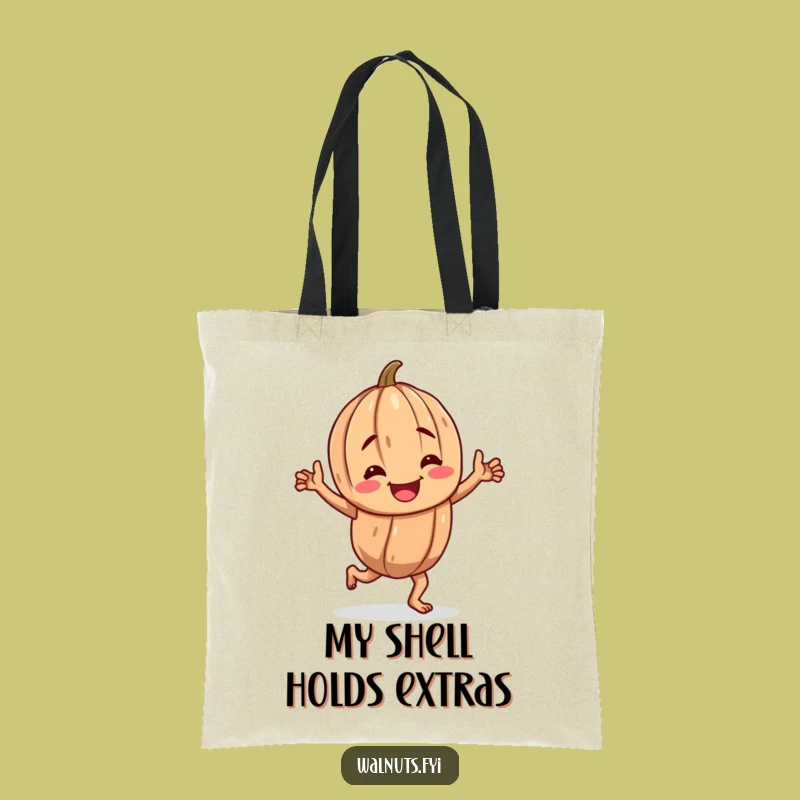 Funny Walnut Jig Tote Bag: Cheerful Gnarled Character Dancing, Spacious Funny Gift Bag