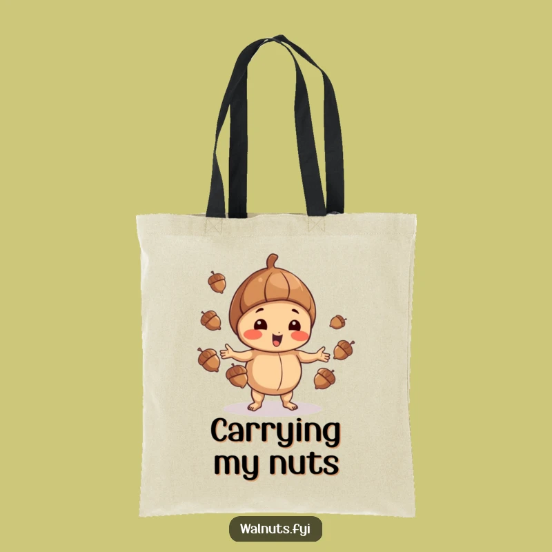 Funny Walnut Juggling Tote Bag: Playful Nut Carrier, Acorn Acrobat Bag, Perfect Funny Gift