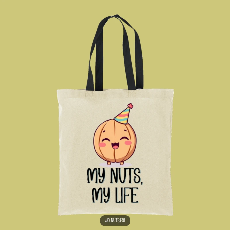 Funny Walnut Party Tote Bag: Cheerful Winking Nut Carrier, Celebration Essential, Perfect Funny Gift
