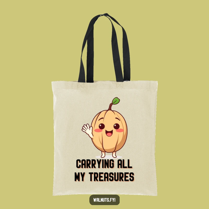 Funny Waving Walnut Tote Bag a Friendly Character Accessory for Groceries
