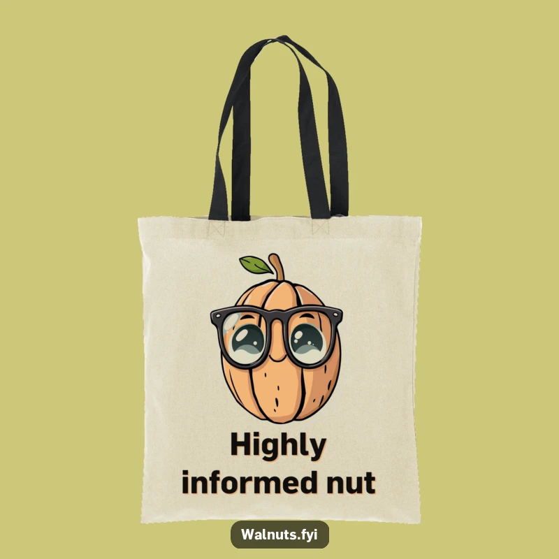 Funny Walnut Glasses Tote: Carry Your Books with Humorous Smarts!