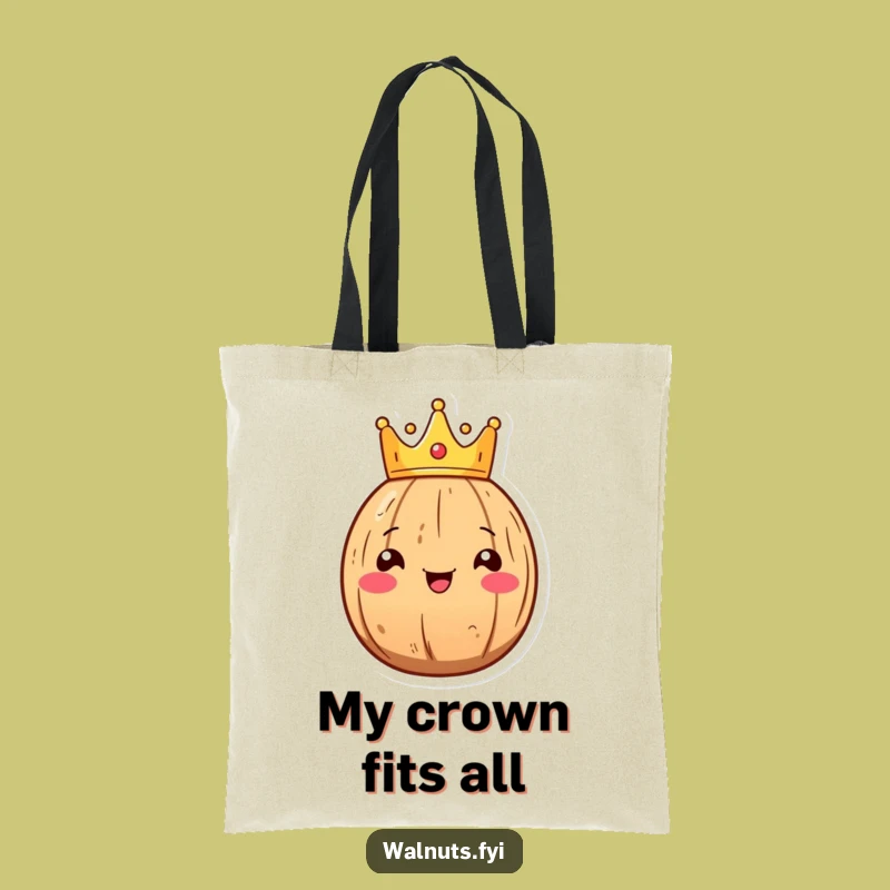 Funny Kawaii Walnut King Tote Bag: Carry Your Royal Goods with Nutty Flair, Great Funny Gift!