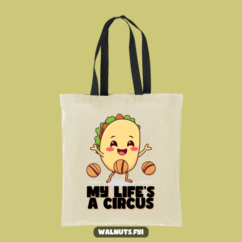Funny Taco Juggling Walnuts Tote: Carry Your Goods with Culinary Flair